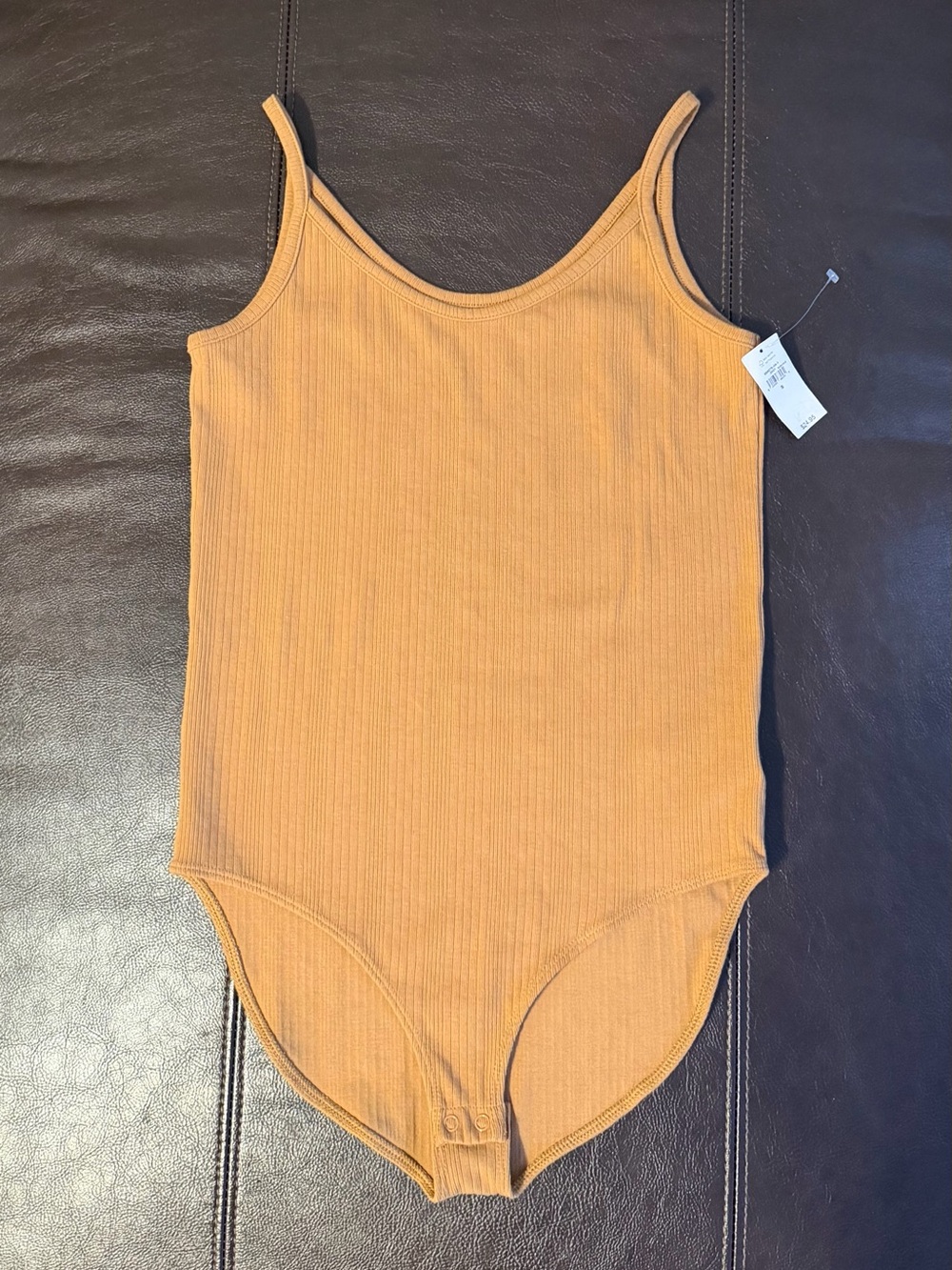 Women’s Ribbed One-Piece Bodysuit in Camel
